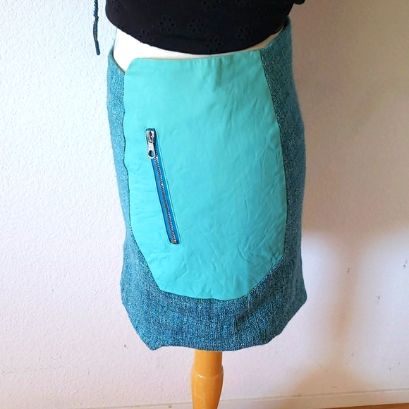 Rag & Bone Linen Tweed & Leather Mini Skirt Size 4 - Picture 4 of 15